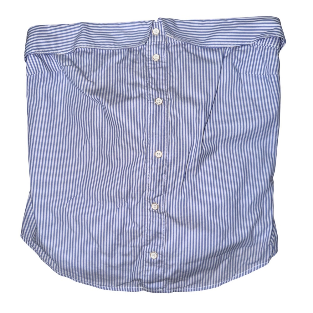 Maeve Anthropologie Blue White Striped Strapless Button Front Tube Top Size 6